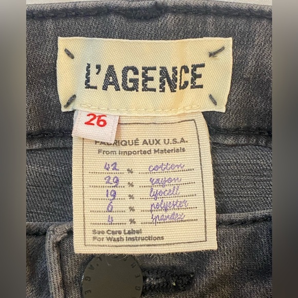 SOLD! L’AGENCE Margot Skinny High Rise in Color Coal (Gray) - Size 26 - Picture 5 of 8